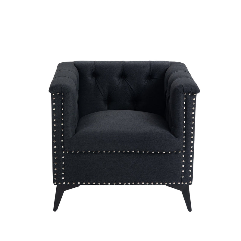 Accent Chair Living Room Chairs Single Sofa Chair,Arm Chairs with Linen Fabric, Mid Century Accent Arm Chairs Comfy Reading Lounge Club Armchair for Bedroom Office Study