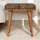 Leopard Tray Style Footstool - Brown Oak by Unique Piece Furniture