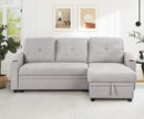 80.3" Pull Out Sofa Bed Modern Padded Upholstered Sofa Bed, Linen Fabric 3 Seater Couch with Storage Chaise and Cup Holder, Small Couch for Small Spaces