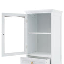 Tall Bathroom Storage Cabinet With Glass Doors, Free-Standing, Two Drawers, And Adjustable Shelves, Board, Painted Perfect For Displaying Your Favorite Items by HouseOfZazla