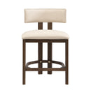 26" Counter Height Bar Stool, Upholstered Counter Stools (Set of 2) - Walnut & Beige by HouseOfZazla