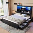 Bed Frame With High Storage Headboard, LED Light And Charging Station, 4 Storage Drawers by HouseOfZazla