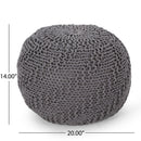 Hazel Modern Knitted Cotton Yarn Round Pouf - Dark Gray by HouseOfZazla
