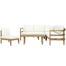 Outdoor Acacia Wood 5-Seater Sectional Sofa Set
