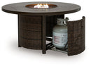 Monterey Point - Round Fire Pit Table - Dark Brown by Unique Piece Furniture
