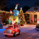 Inflatable Santa Gift Delivery Truck with Elf, Reindeer & Penguins