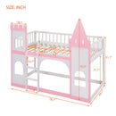 Twin Over Twin Castle Bunk Bed With Ladder - Pink by HouseOfZazla
