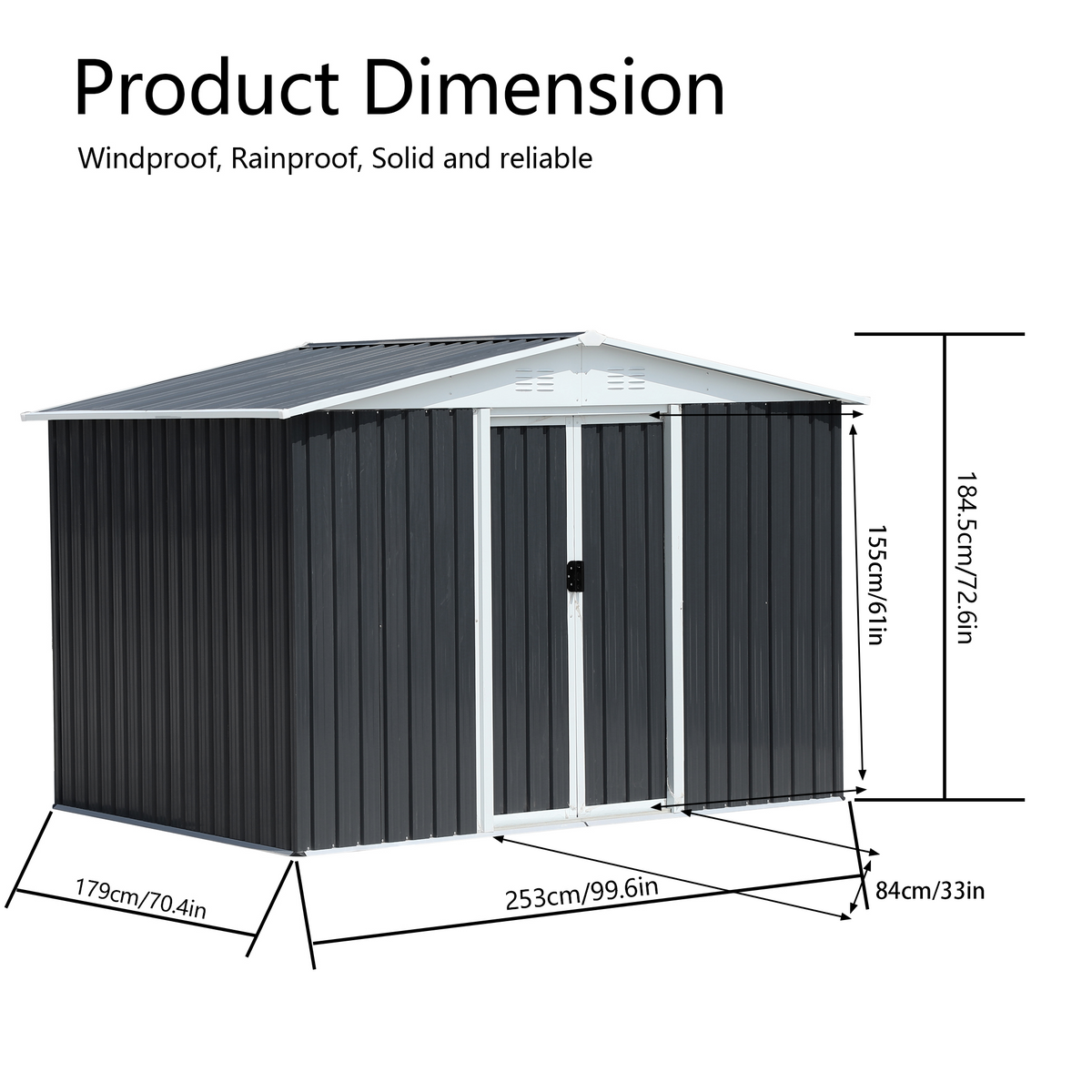 8x6 Feet Apex Roof Dark Storage Shed, photo 3 of 6