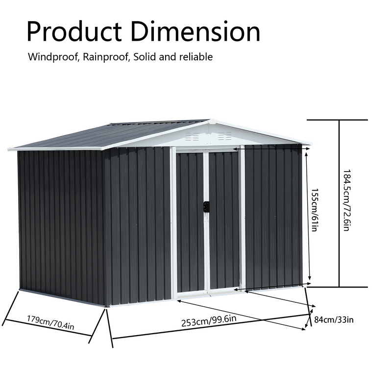 8x6 Feet Apex Roof Dark Storage Shed, photo 3 of 6