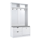 5-in-1 Entryway Bench with Coat Rack, Cushion and 4 Sturdy Hooks, 40.6" Wide Hall Tree with Shoe Storage Bench for Hallway, Entryway, Living Room