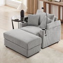 Single Sofa Couch With Storage Space, Movable Ottoman, USB Ports, Cup Holders, Phone Holder by HouseOfZazla