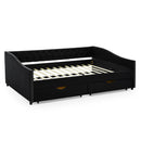 Upholstered Tufted Daybed With 2 Drawers, Waved Arms by HouseOfZazla