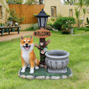 Sitting Akita Dog Planter Garden Decor by HouseOfZazla