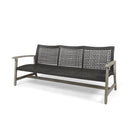 Outdoor Acacia Wood Wicker 3 Seater Sofa
