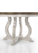 Havanna - 5 Piece Wide Round Dining Table With Off White Chairs (Set of 5) - Vintage Walnut