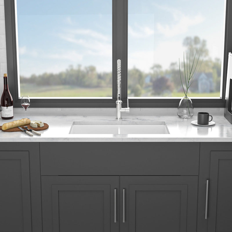 Elegant Dual Mount 32" Undermount Double Bowl Ceramic Kitchen Sink - White, photo 8 of 8