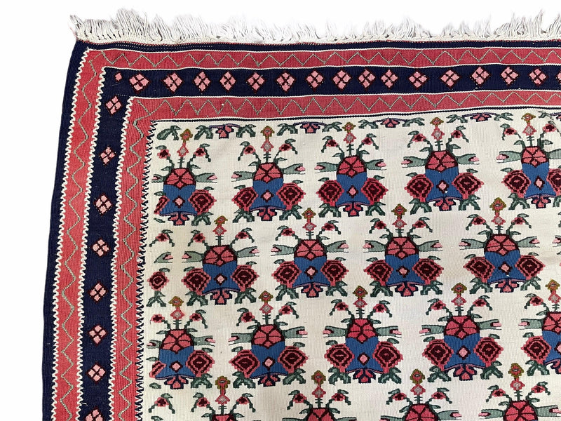 3x5 Vintage Kurdish Senneh Kilim Rug 3 x 5 Heirloom Rug Flatweave Antique Rug Playroom Rug Collectible Rug Beige Kilim