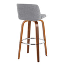 Toriano - Mid Century Modern Fixed Height, Barstool With Swivel With Round Footrest (Set of 2) by HouseOfZazla