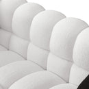 84.3 length, 35.83" deepth, human body structure for USA people, marshmallow sofa,boucle sofa, White color,3 seater