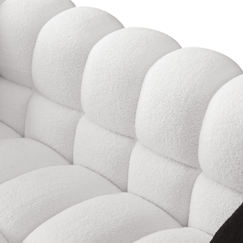 84.3 length, 35.83" deepth, human body structure for USA people, marshmallow sofa,boucle sofa, White color,3 seater