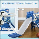 2 in 1 Toddler Slide for Indoors, Toy for Toddler, Easy Set Up Baby Slide with Basketball Hoop for Kids 18-36 Months, Blue