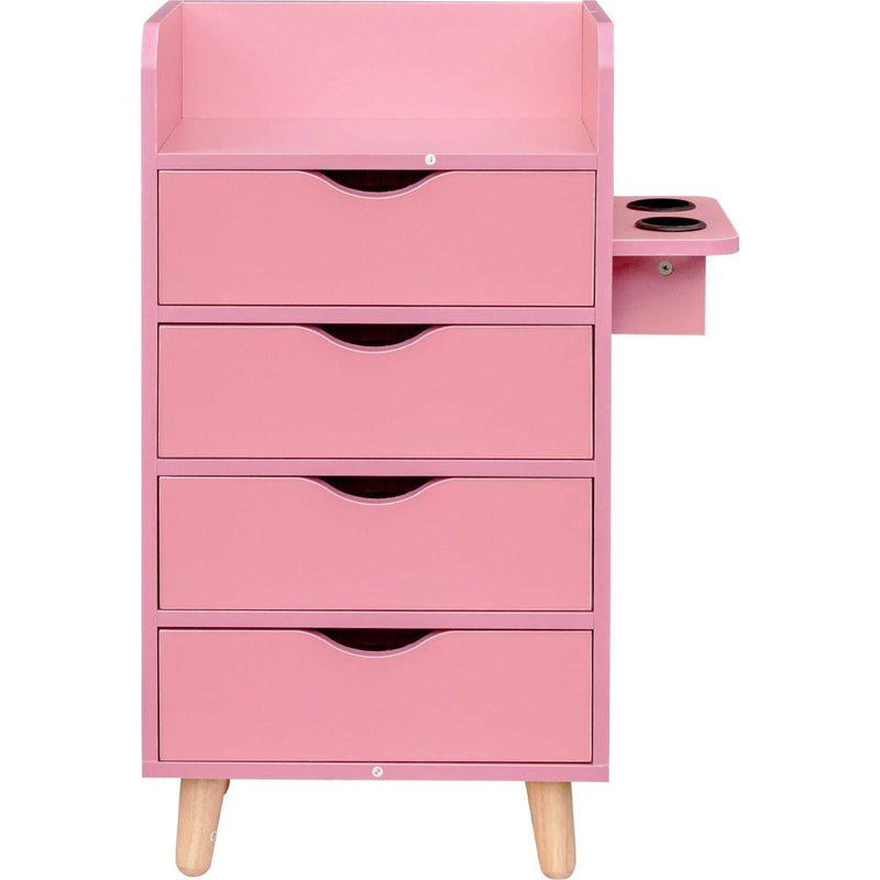 4 -Layer Salon Storage Cabinet,Beauty Barber Salon Styling Station Organizer Equipment,Hair Stylist Station Set with 2 Hair Dryer Holders,4 Drawers and Raised Table Legs