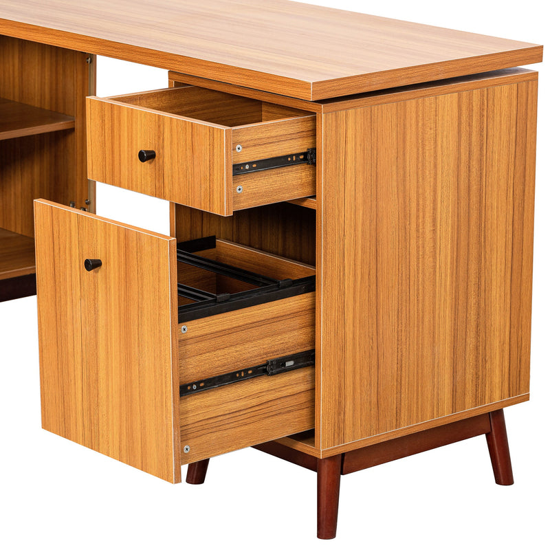 Walker Edison | Modern L-shaped 66" Desk with Storage