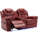 3 Pieces Recliner Sofa Sets Home Theater Seating Manual Recliner Chair With Center Console And LED Light Strip For Living Room by HouseOfZazla