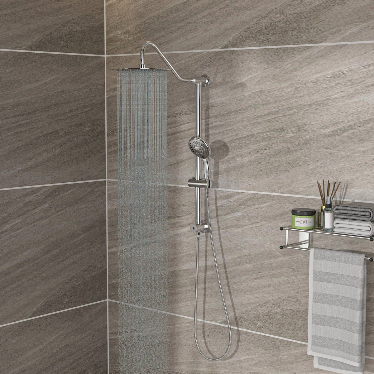 Shower System With 5 Function Rain Hand Shower And Slide Bar Combo, photo 24 of 25