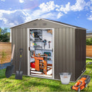 8Ft x 6Ft Outdoor Metal Storage Shed With Floor Base (SKU: W540S00012) - Gray by HouseOfZazla