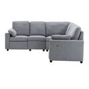 Power Recliner Sectional Sofa Home Theater Reclining Sofa With Two USB Ports, Two Storage Drawers For Living Room by HouseOfZazla