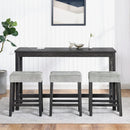 Bar Table Set with Power Outlet, Bar Table and Chairs Set, 4 Piece Dining Table Set, Industrial Breakfast Table Set, for Living Room, Dining Room, Game Room by Montret
