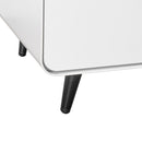 Modern Night Stand Storage Cabinet For Living Room Bedroom, Steel Cabinet With 2 Drawers, Bedside Furniture, Circular Handle - White by HouseOfZazla