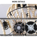 Beaded Fan lamp Wood Beaded Chandelier Oak White