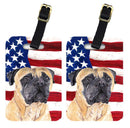 USA American Flag with Mastiff Luggage Tag