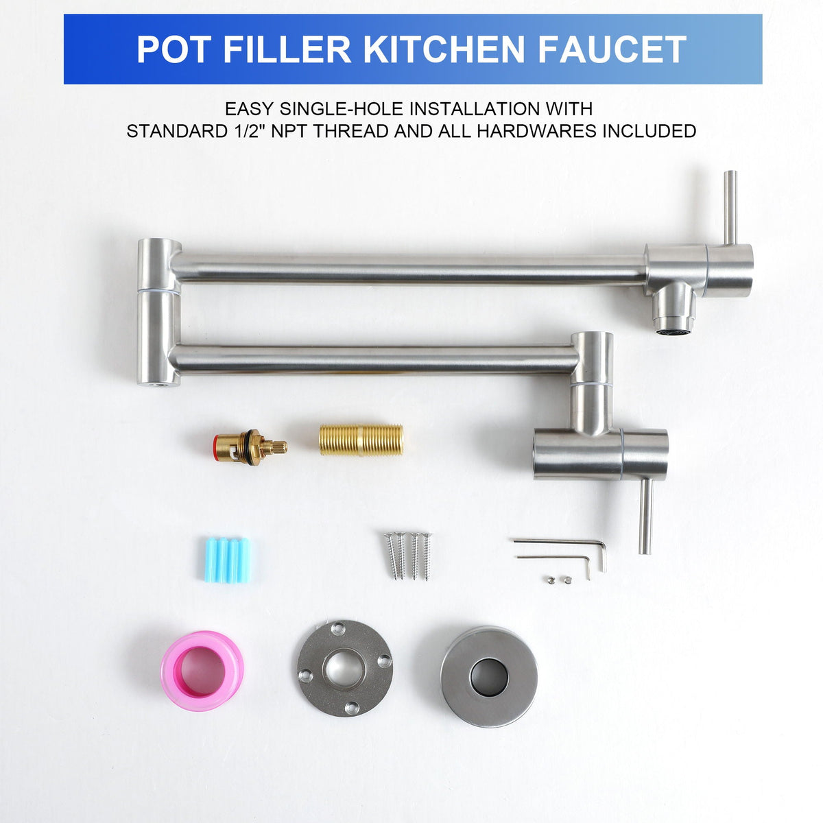 Modern Design Pot Filler Faucet Wall Mount Kitchen Sink, Folding Stretchable, photo 19 of 20