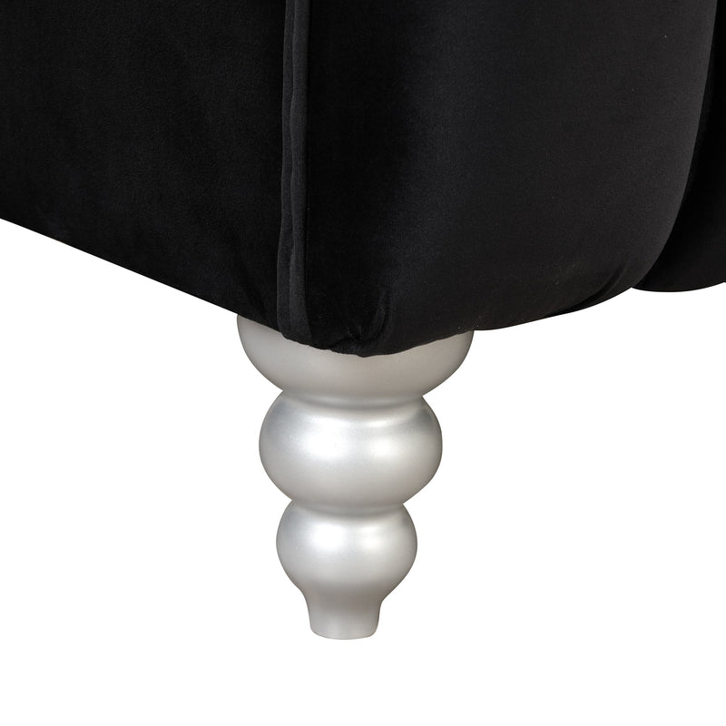 42" Modern Sofa Dutch Fluff Upholstered sofa with solid wood legs, buttoned tufted backrest