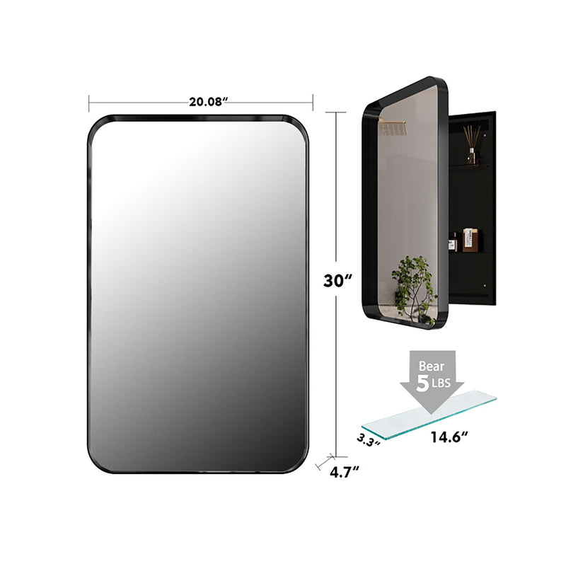 20x30 Inch Recessed Black Metal Framed Medicine Cabinet, photo 10 of 10