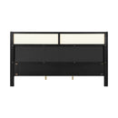 King Size Bed Frame with Black Frame and Green Upholstered Headboard by HouseOfZazla
