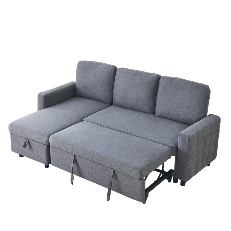 78.8" Reversible Sleeper Combo Sofa with Pullout Bed, Comfortable Linen L-Shaped Combo Sofa Sofa Bed, Living Room Furniture Sets for Tight Spaces