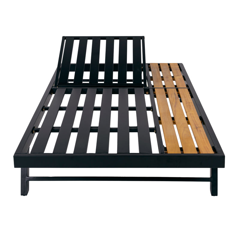 Black Iron + Teak Finish Wood Chaise Lounge Frame, photo 7 of 10