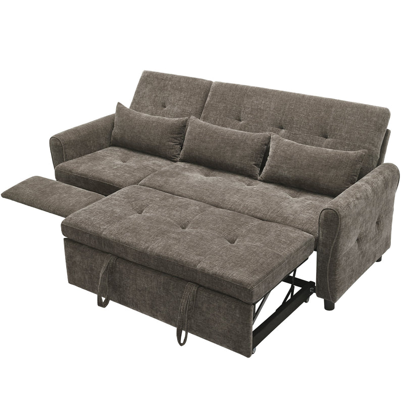 2-in-1 Sofa 82' Three-Seater with Sofa Bed and Reversible Recliner, Dark Grey Chenille