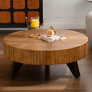 Round Retro Coffee With Solid Wood Legs by Unique Piece Furniture