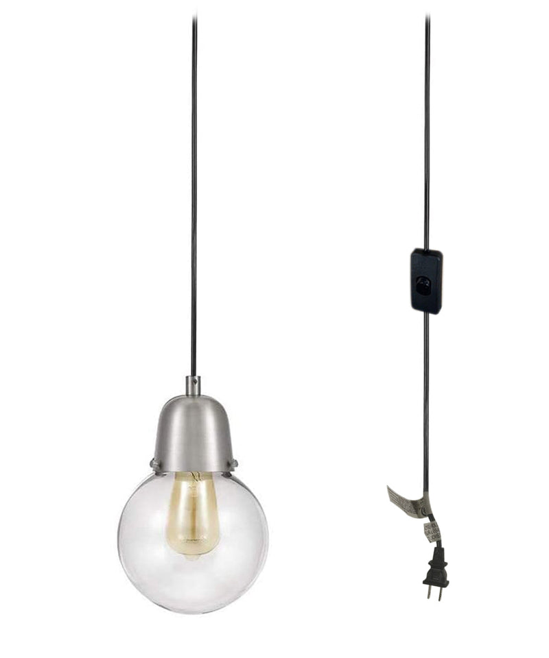 Plug-In Hanging LED Pendant Brushed Nickel Finish