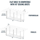 3' x 8' Faber Overhead Garage Storage with Hooks | Holds 700 lbs by StoreYourBoard
