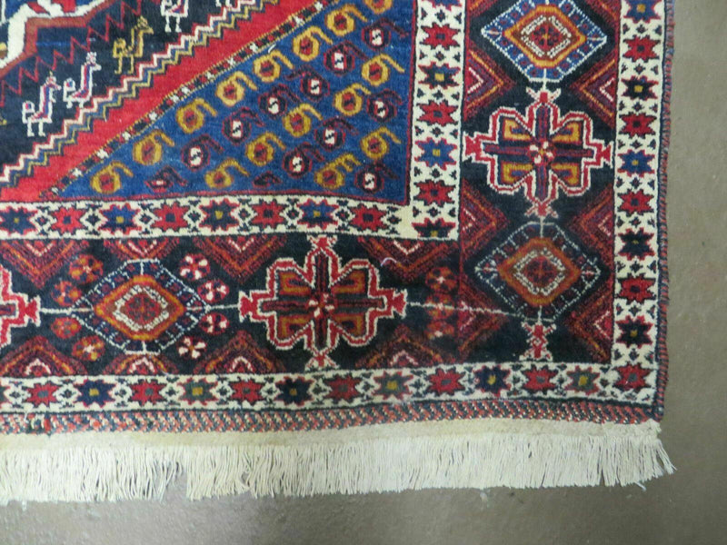 4' X 5.5' Vintage Handmade Turkish Tribal Wool Rug Medallion Nice