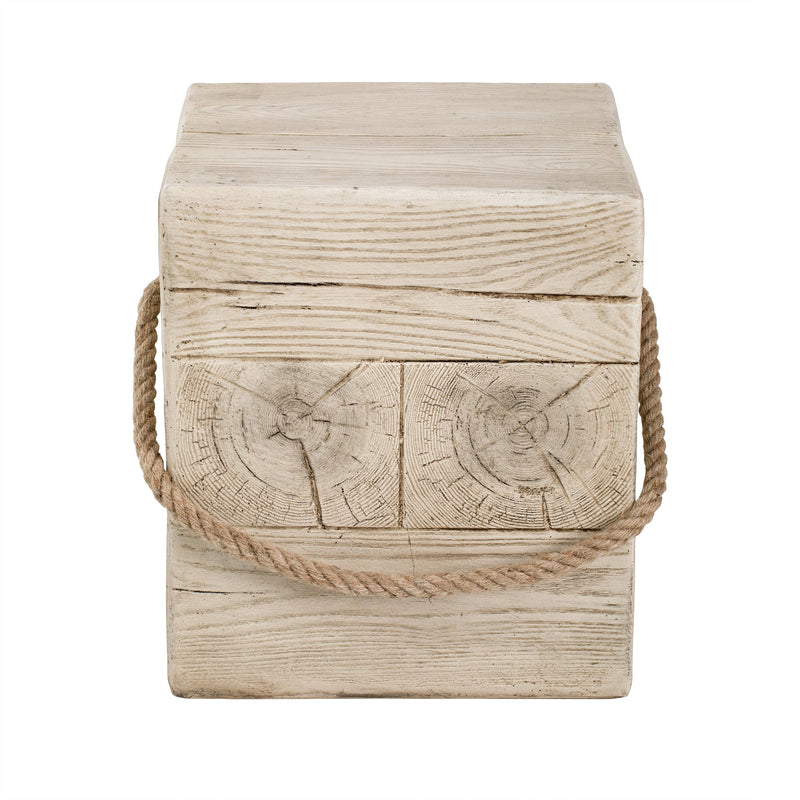 Outdoor Wood Grain Square MGO Side Table with Simulated Braided Cord, photo 10 of 10
