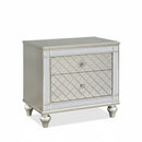 2 Drawer Nightstand With Diamond Patterned Fronts - Silver by HouseOfZazla