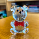 Faceted clear crystal teddy bear figurines bedroom decor by Decorbites
