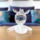 Faceted clear glass bee and leaf glass figurine living room decor by Decorbites
